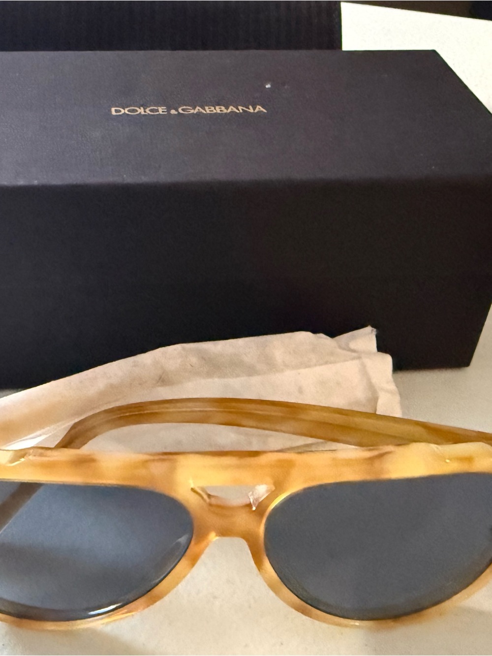 Dolce & Gabbana Amber Tortoiseshell Sunglasses with blue  Lenses (men)